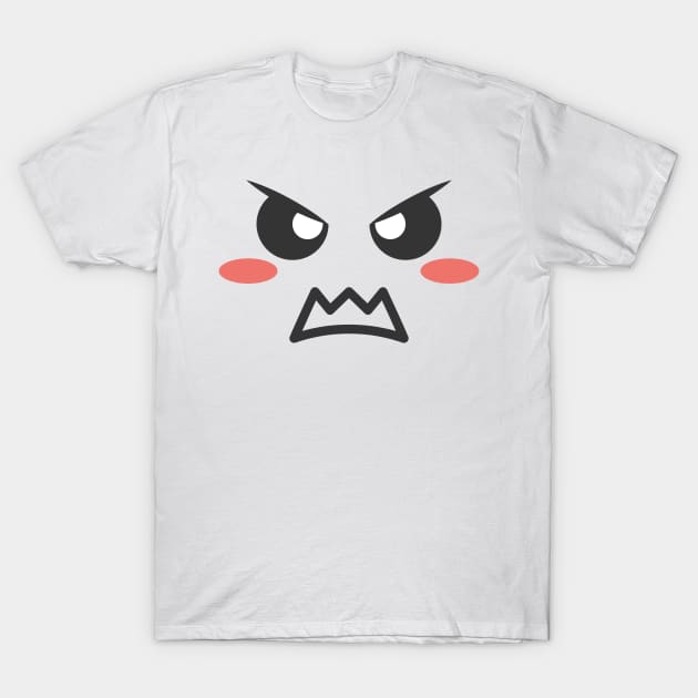 CUTE CROSS KAWAII FACE ANIME KAOMOJI EMOTICON CARTOON T-Shirt by Chameleon Living